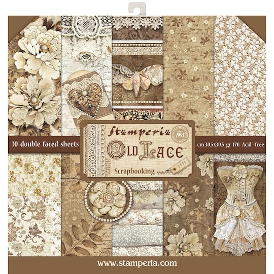 Stamperia Old Lace Double-Sided Paper Pad, 12&#x27;&#x27; x 12&#x27;&#x27;